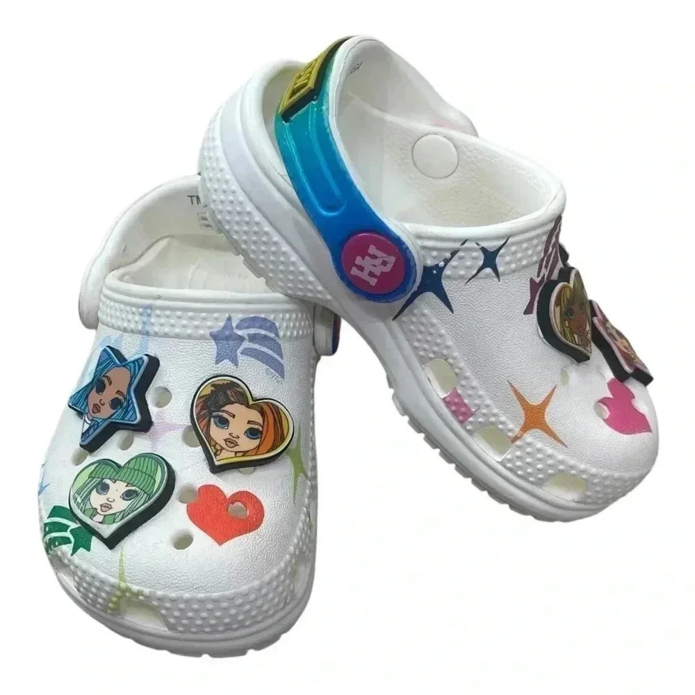 CROCS Kids Classic Rainbow High Toddlers White Slip On Shoes Size C5 Toddler